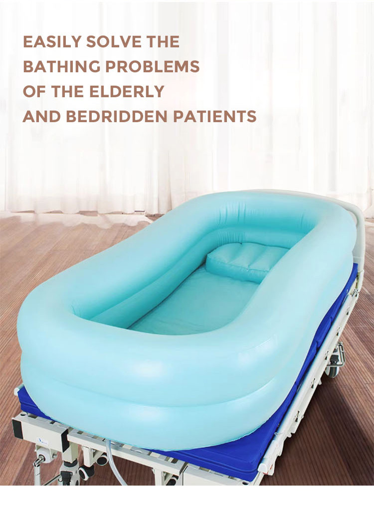 Inflatable bath bed for the elderly